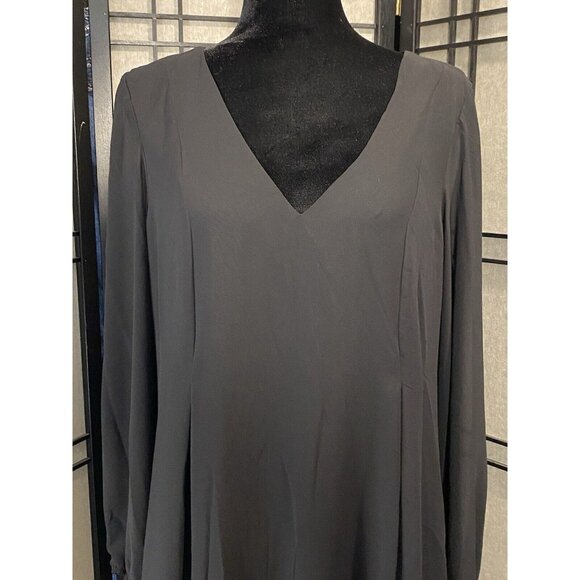 INC International Concepts Shift Dress Black Shear Long Sleeves Size M - Picture 2 of 14